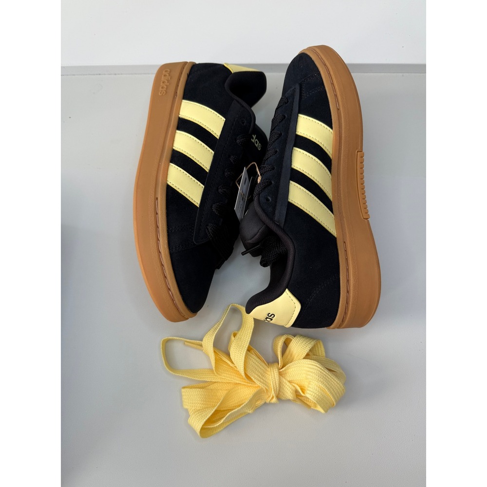 Adidas Grand Court Alpha 00s Black Yellow Suede Sneakers IH1288‎ Womens 7.5 New - Picture 3 of 8